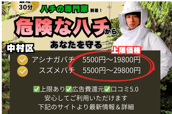 名古屋市　アシナガバチ駆除　費用