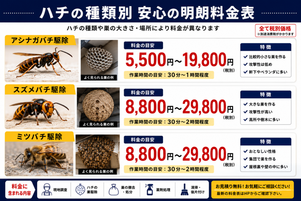 ハチ駆除　料金
